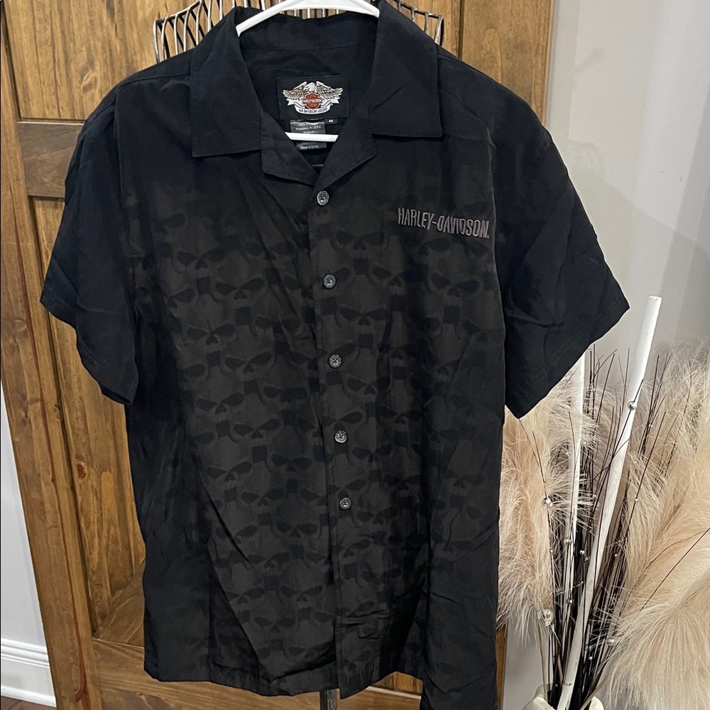 Harley-Davidson Black Skull Pattern Shirt